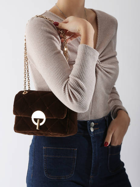 Cross Body Tas Moon Fluweel Vanessa bruno Bruin moon 42V40533 ander zicht 1